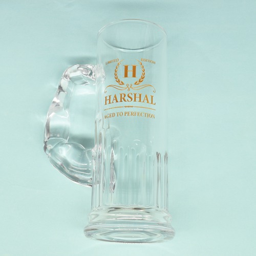 Glass Mug Big Size with Golden Engraving | Mug for Valentine's Day, Birthday Gift, Anniversary Gift and All Occasions